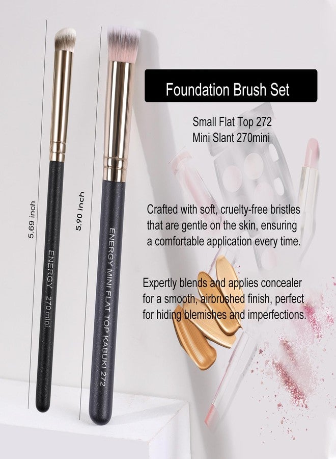 ENERGY Concealer Brush Set - Mini Flat Top Kabuki Brush Slant Concealer Brush for Eyebrows Eyeshadow Under Eye Setting Powder for Liquid Cream Powder Blending - Image 3